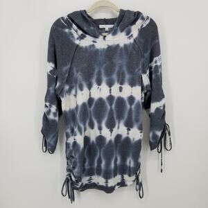 Young Fabulous & Broke Hoodie Sweatshirt S Tie Dye Ruched Navy White